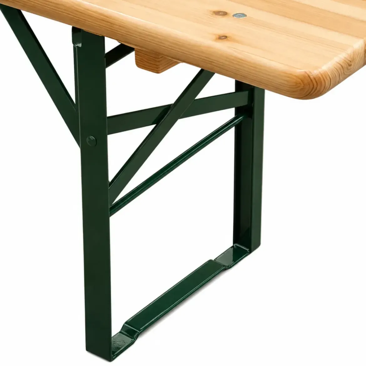 Set Birreria 220x80 in Legno Richiudibile con Tavolo 2 Panche a 3 Gambe