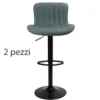 Set di 2 Sgabelli Altezza Regolabile con Seduta Grigio in Ecopelle da Bar