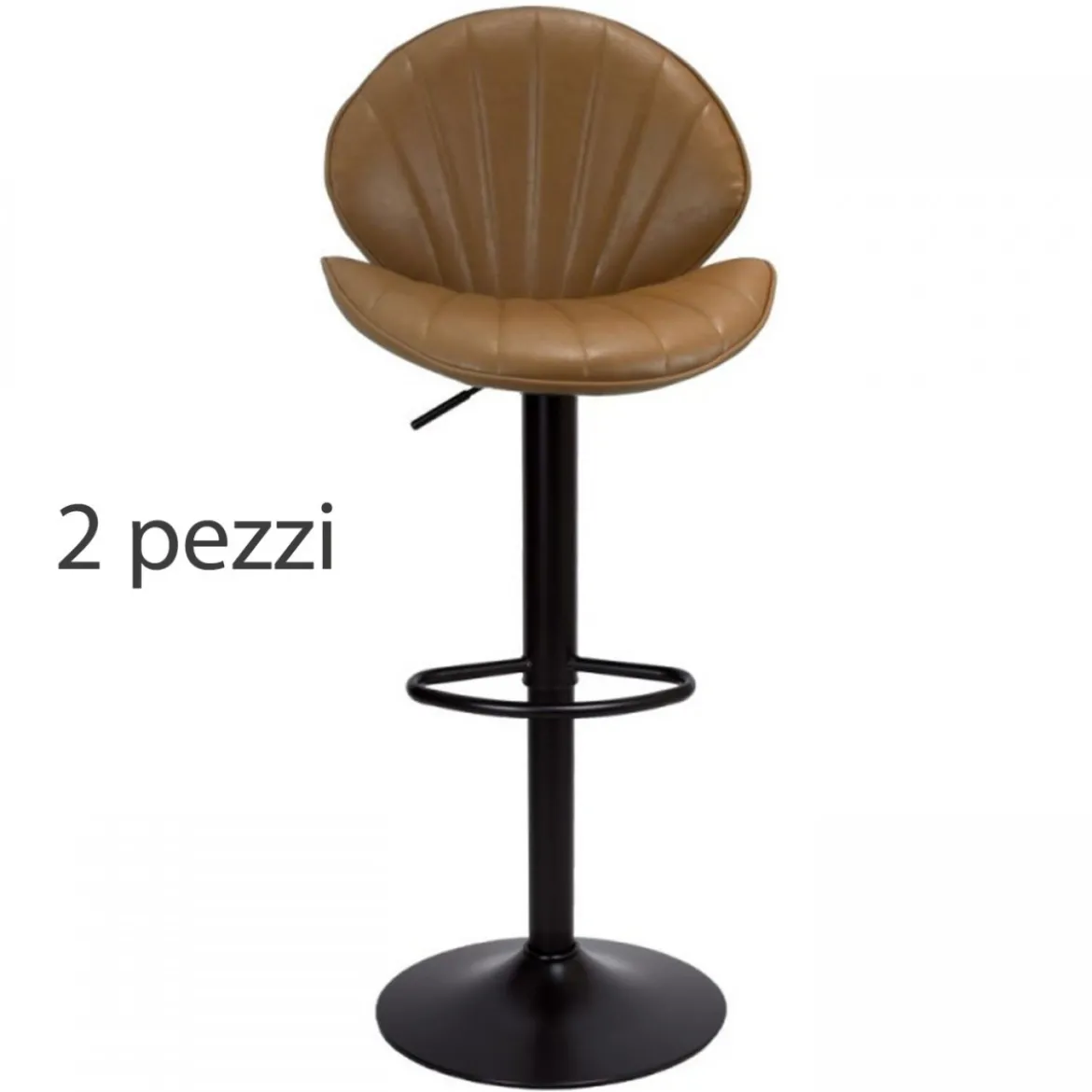 Set di 2 Sgabelli Bar con Altezza Regolabile Struttura a Piede Tortora