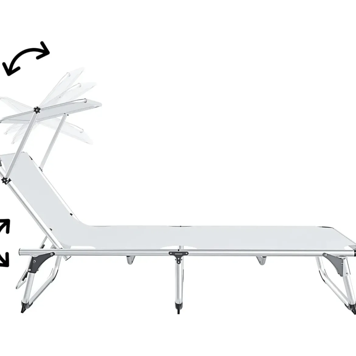 Set 2 Lettini Prendisole da Giardino Mare Pieghevoli Alluminio Bianco