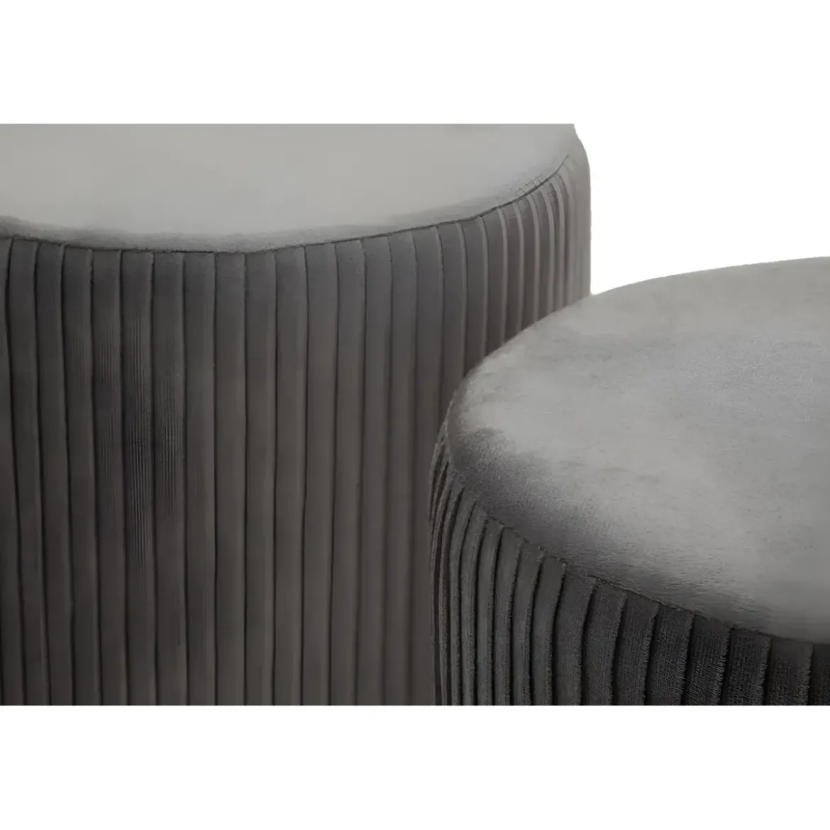 Set Panca Contenitore con 2 Pouf in Velluto Grigio Oro Camera Salotto
