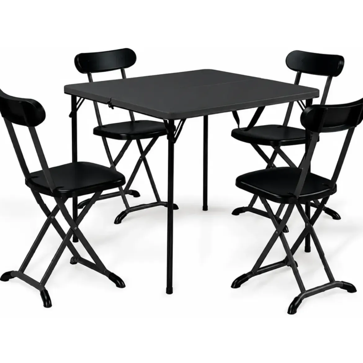 Set Pieghevole in Resina Tavolo e 4 Sedie da Esterno Picnic Campeggio Giardino
