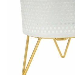 Set 2 Portavasi Metallo Bianco Oro a Pois Vasi Rimovibili da Interno