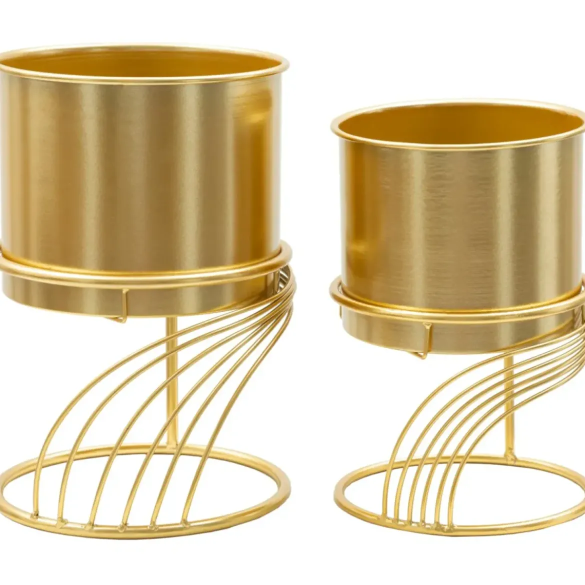 Set 2 Portavasi Metallo Dorato Base a Spirale 23-20 cm da Interno