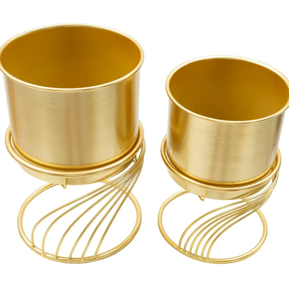 Set 2 Portavasi Metallo Dorato Base a Spirale 23-20 cm da Interno
