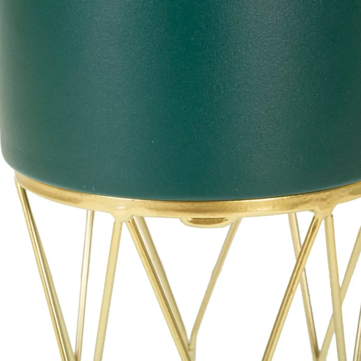 Set 2 Portavasi Metallo Verde Oro 23-19 cm Coppa Interna Portapiante