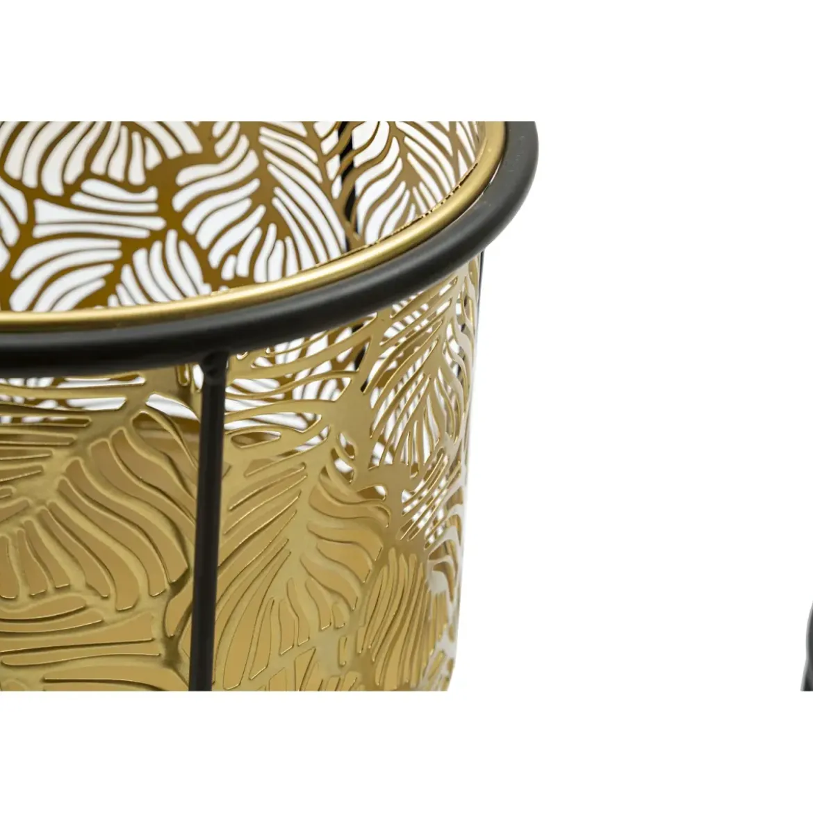 Set 2 Portavaso da Pavimento Metallo Oro Nero Piedistallo Removibile