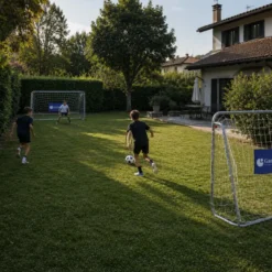 Set 2 Porte da Calcio 215x152 cm da Esterno con Borsa Trasporto
