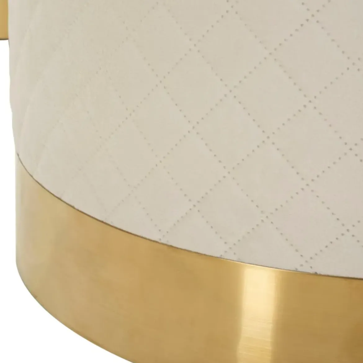 Set 3 Pouf Contenitori Crema Oro Legno Metallo da Interno Espositori