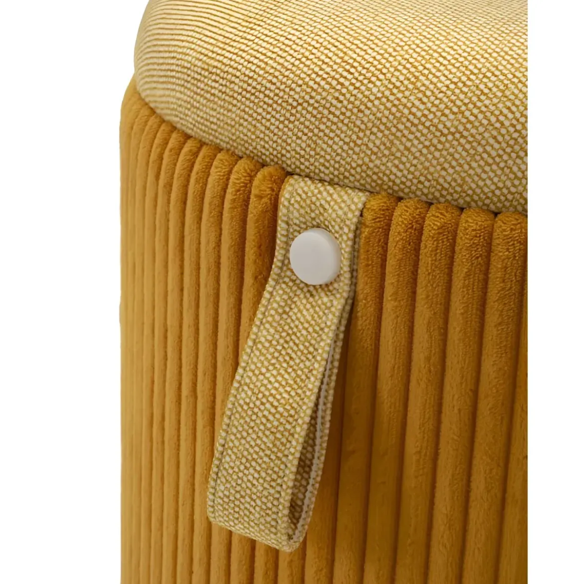 Set 2 Pouf Contenitori Imbottiti Senape Arancione per Salotto Camera