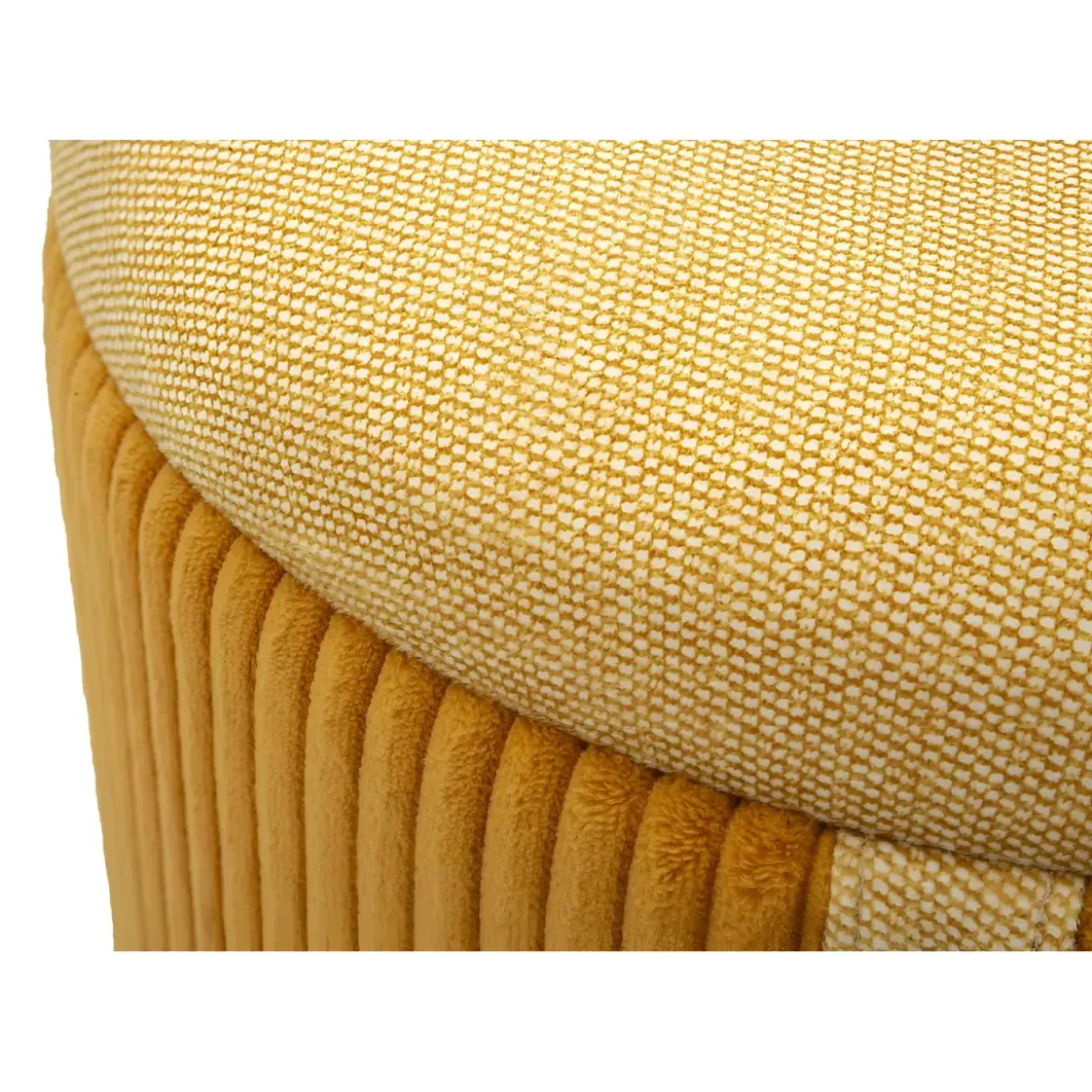 Set 2 Pouf Contenitori Imbottiti Senape Arancione per Salotto Camera
