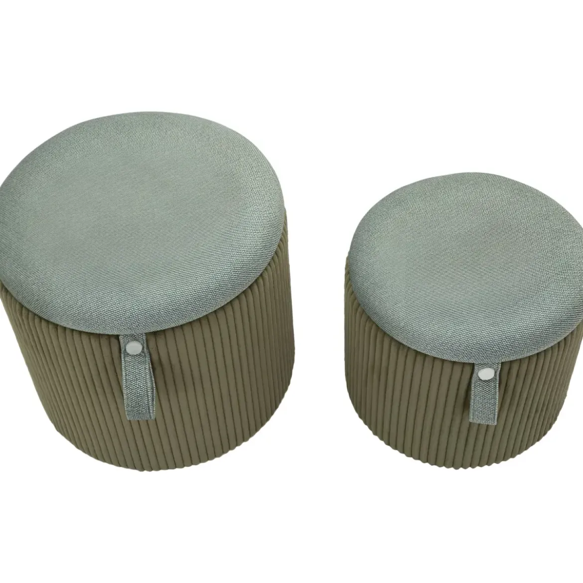 Set 2 Pouf Contenitori Imbottiti Verde Marrone per Salotto Camera