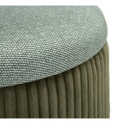 Set 2 Pouf Contenitori Imbottiti Verde Marrone per Salotto Camera