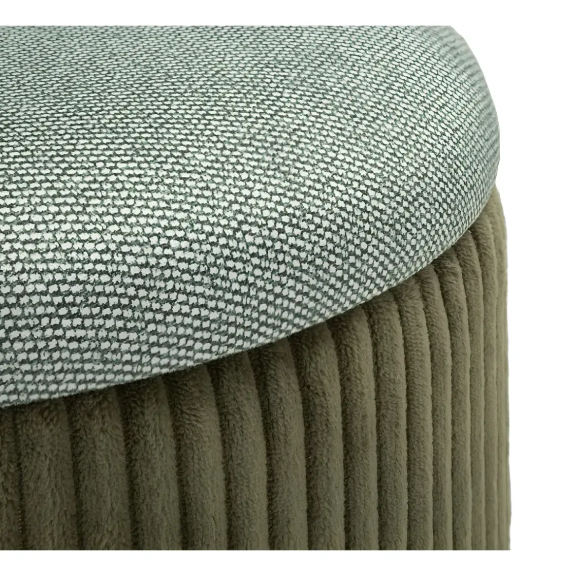 Set 2 Pouf Contenitori Imbottiti Verde Marrone per Salotto Camera