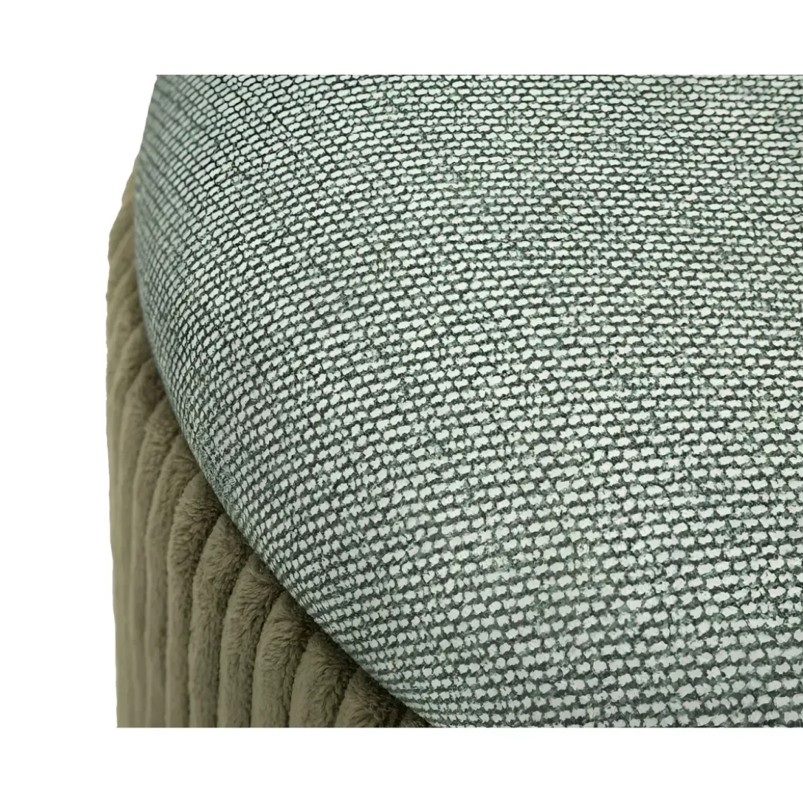 Set 2 Pouf Contenitori Imbottiti Verde Marrone per Salotto Camera