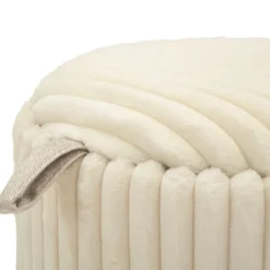 Set 2 Pouf Contenitori Imbottiti Bianco Seduta Tavolino Soggiorno Camera