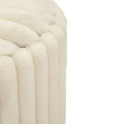 Set 2 Pouf Contenitori Imbottiti Bianco Seduta Tavolino Soggiorno Camera