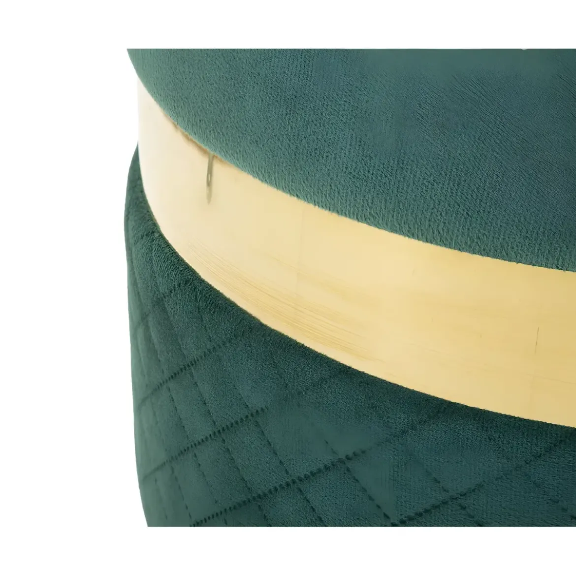 Set 2 Pouf Contenitori in Tessuto Verde Oro Salvaspazio Salotto Camera
