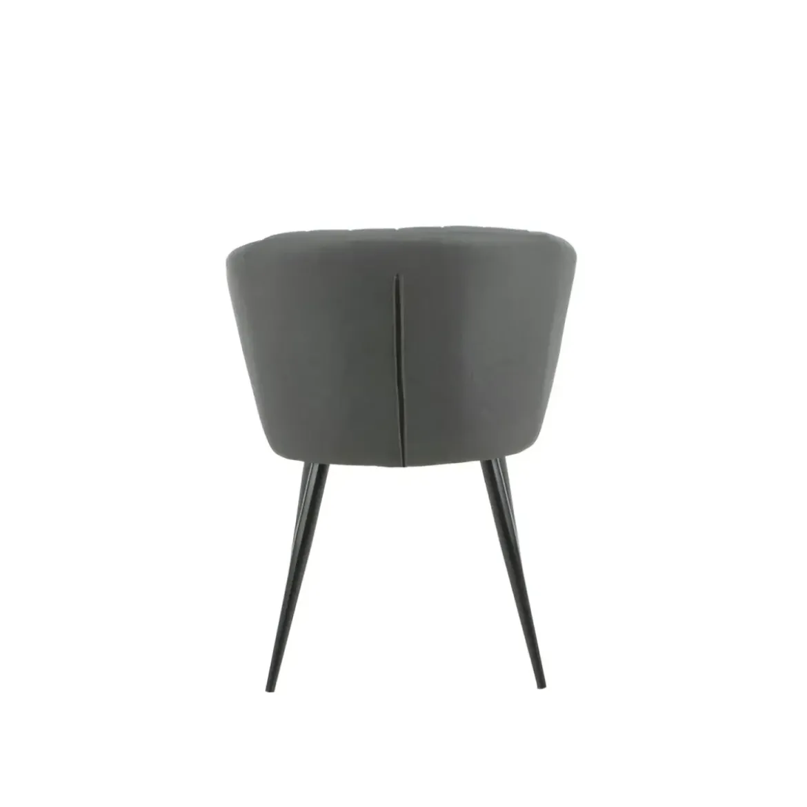Set 2 Sedie da Interno Imbottite in Tessuto Grigio Scuro Gambe Nere