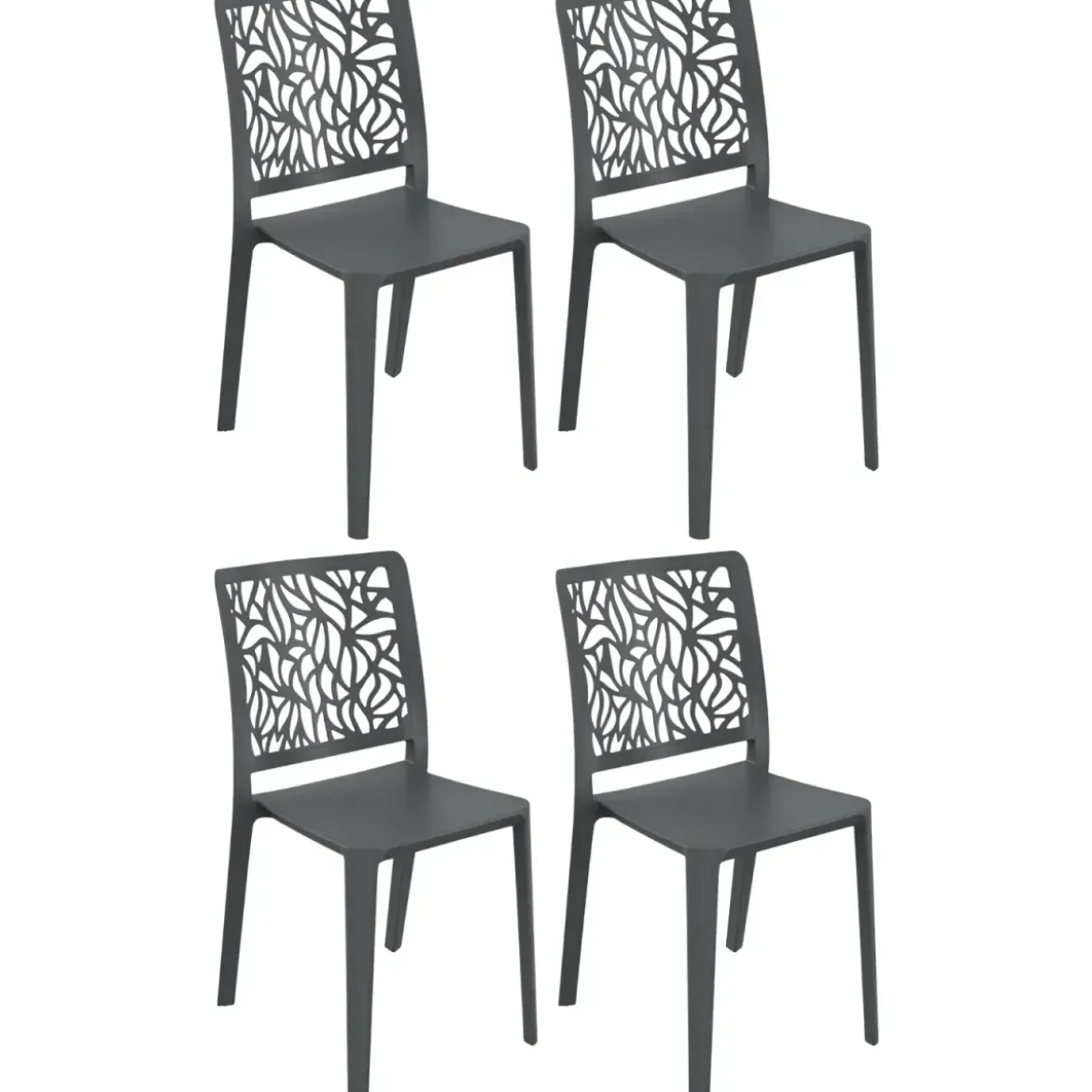 Set 4 Sedie da Pranzo Antracite in Polipropilene da Interno Esterno
