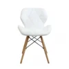 Set 4 Sedie da Pranzo Bianco con Gambe in Legno seduta in PU