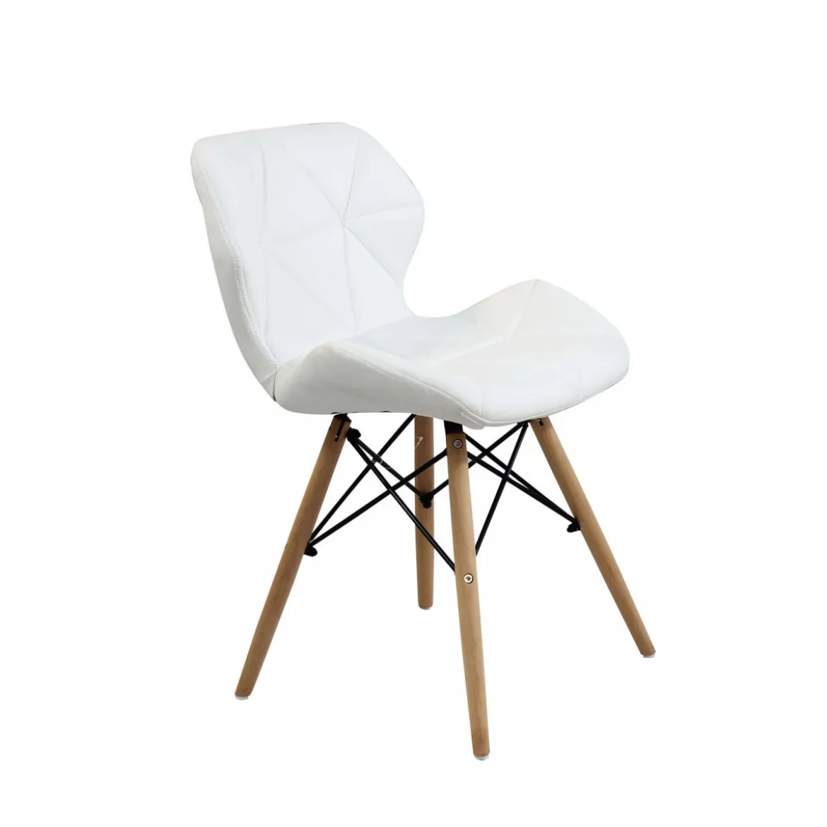Set 4 Sedie da Pranzo Bianco con Gambe in Legno seduta in PU