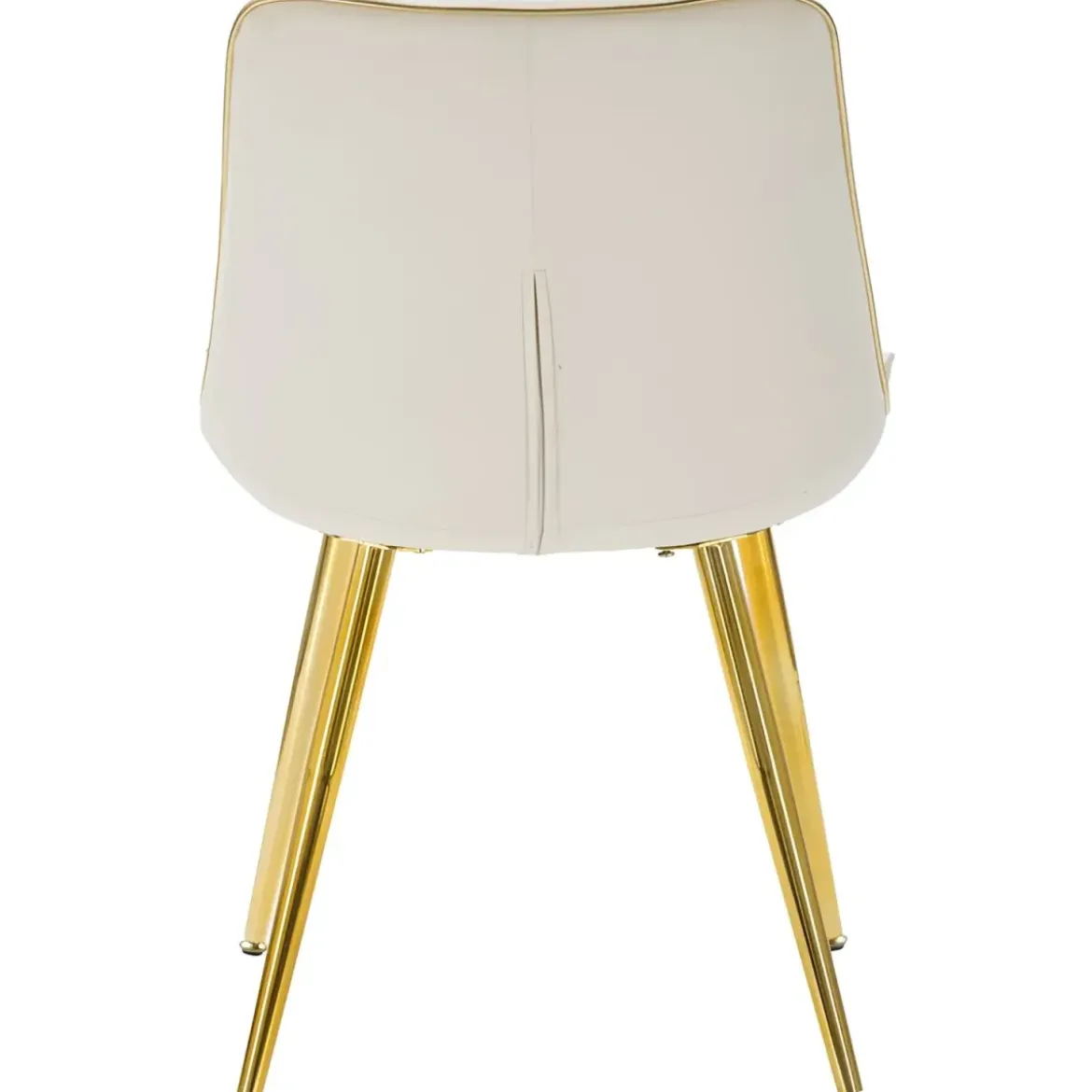 Set 2 Sedie da Pranzo Imbottite Tessuto Crema Finiture Oro Metallo