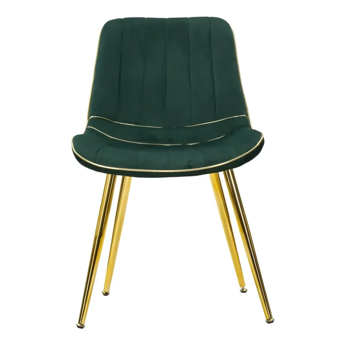 Set 2 Sedie da Pranzo Imbottite Verde Dettagli Oro per Soggiorno Cucina