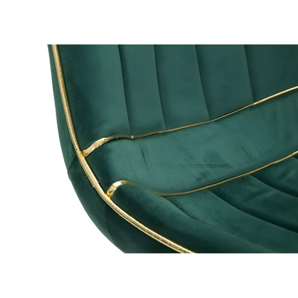 Set 2 Sedie da Pranzo Imbottite Verde Dettagli Oro per Soggiorno Cucina