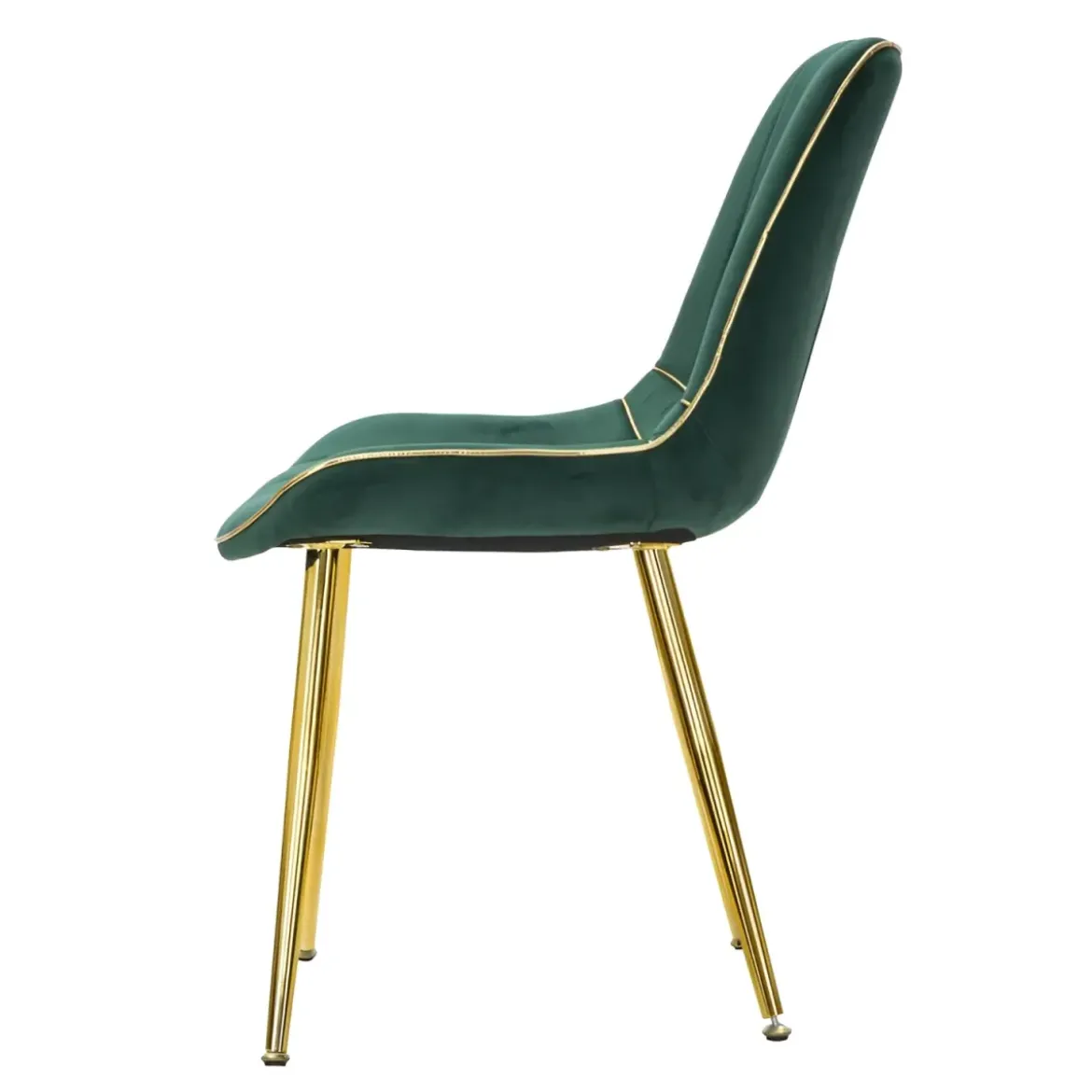 Set 2 Sedie da Pranzo Imbottite Verde Dettagli Oro per Soggiorno Cucina