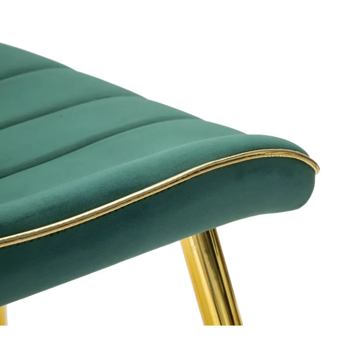 Set 2 Sedie da Pranzo Imbottite Verde Dettagli Oro per Soggiorno Cucina