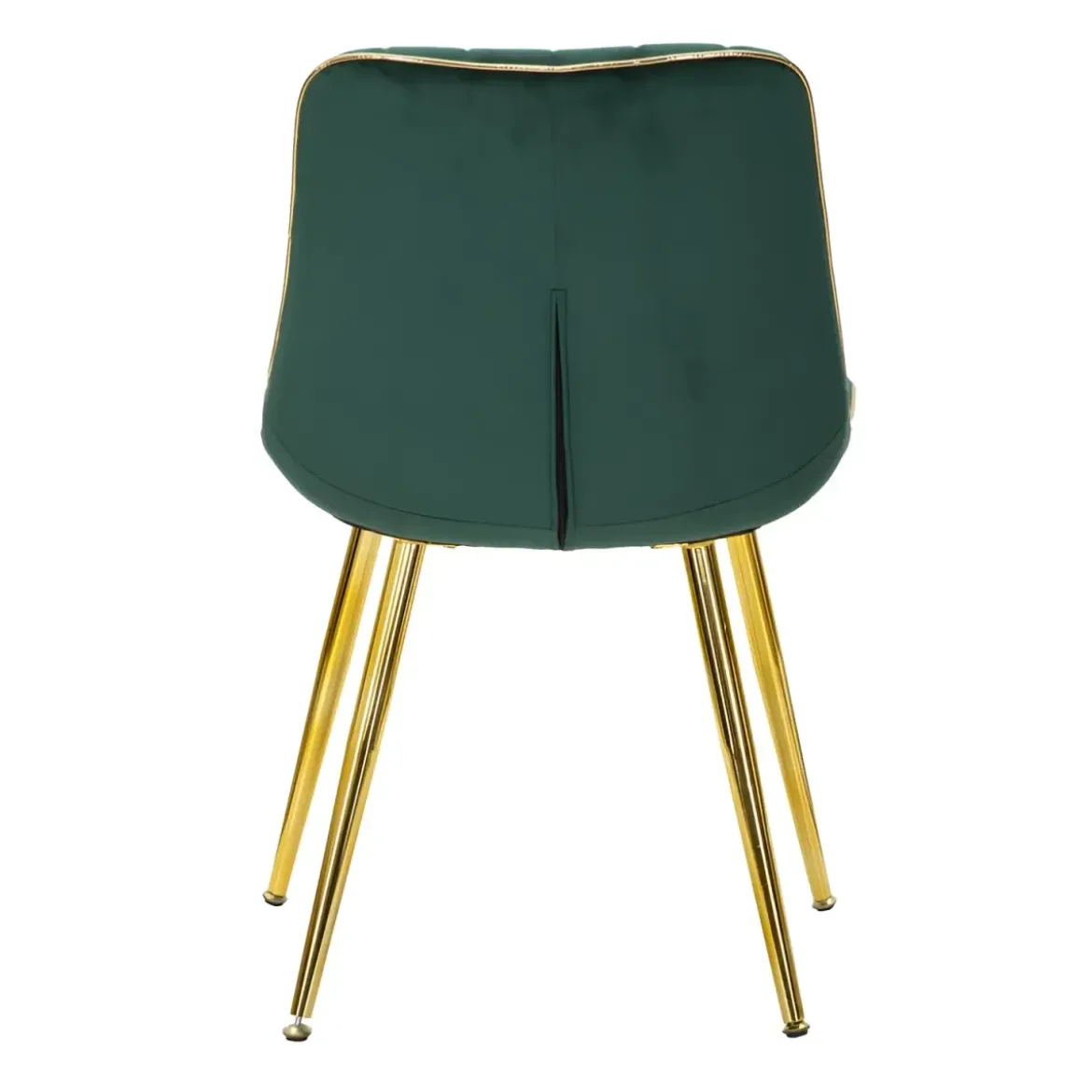 Set 2 Sedie da Pranzo Imbottite Verde Dettagli Oro per Soggiorno Cucina