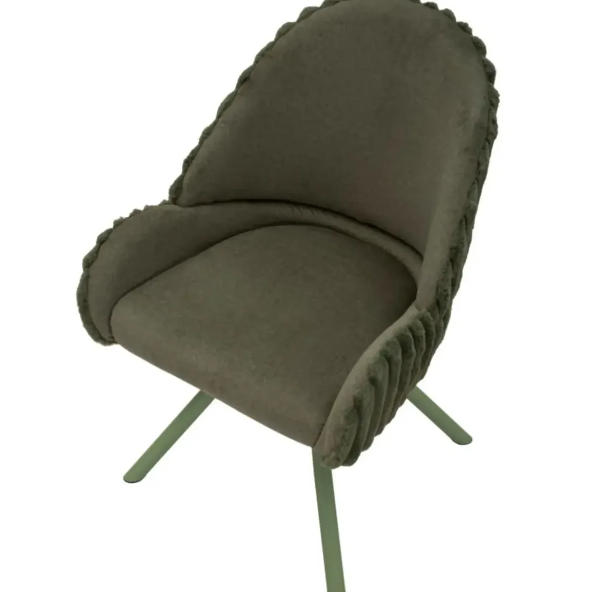 Set 2 Sedie da Pranzo Imbottite in Tessuto Verde Seduta 45 cm