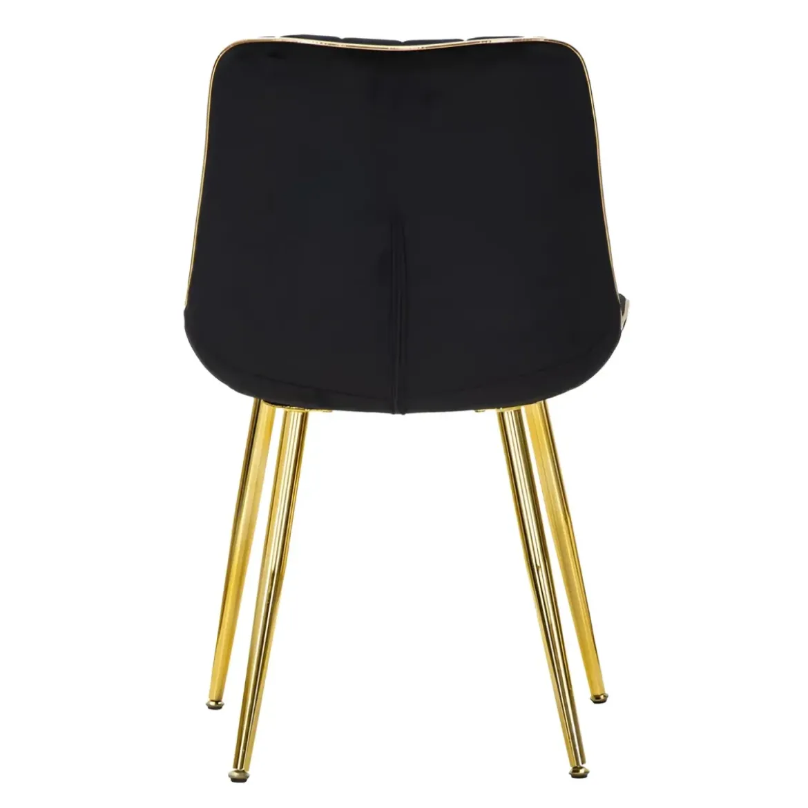 Set 2 Sedie da Pranzo Imbottite Nero Dettagli Oro per Soggiorno Cucina