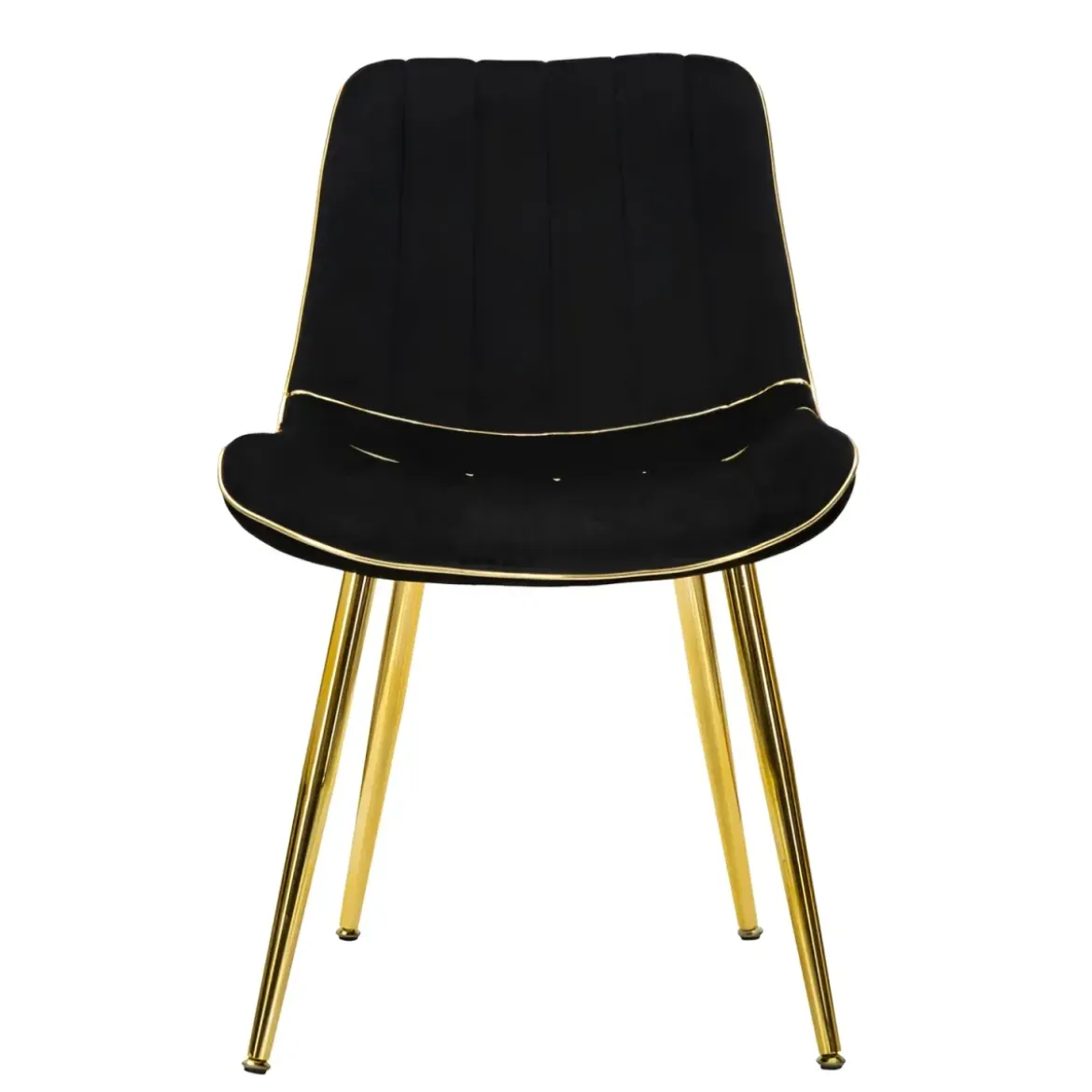 Set 2 Sedie da Pranzo Imbottite Nero Dettagli Oro per Soggiorno Cucina
