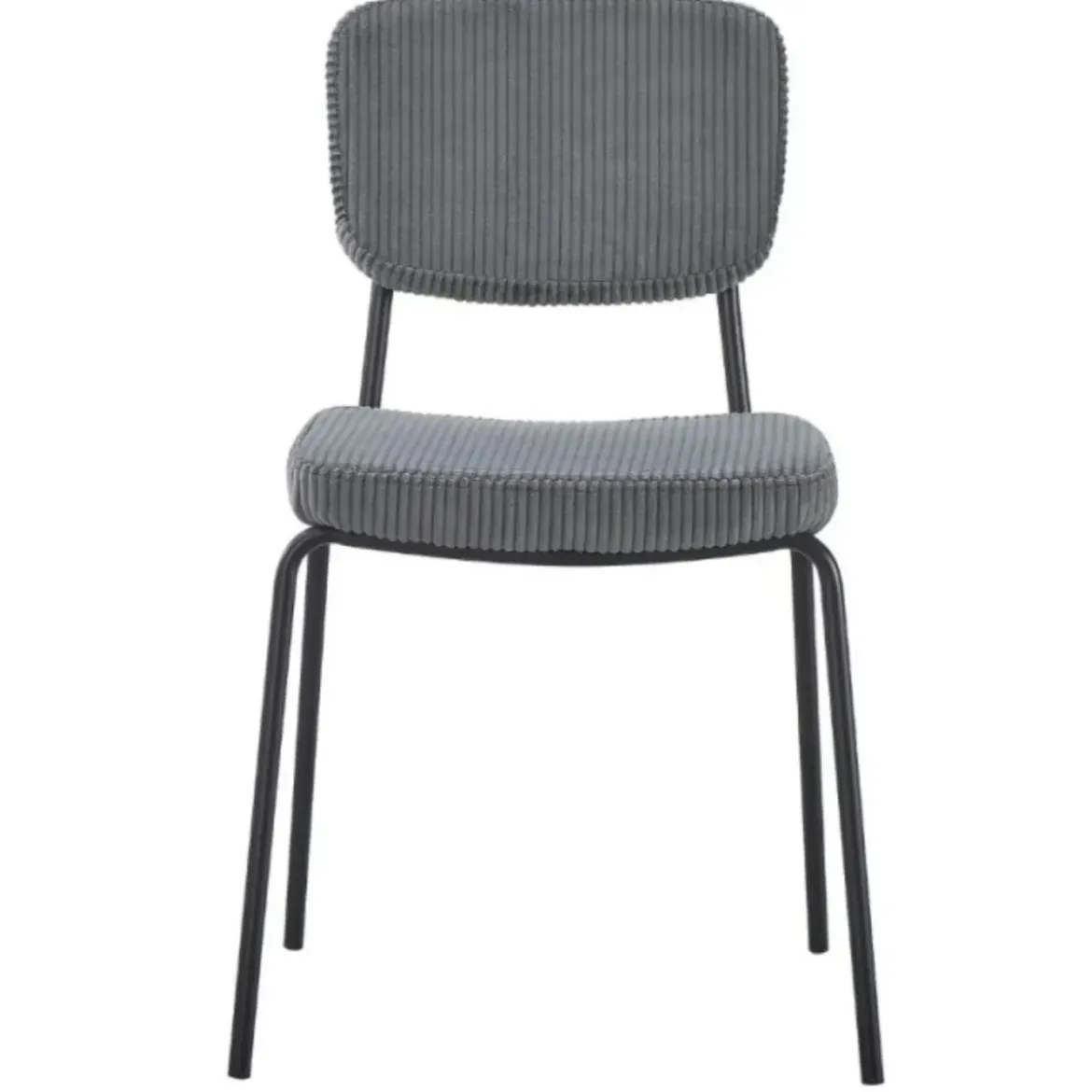 Set 4 Sedie da Pranzo Imbottite in Tessuto Grigio Scuro Struttura Nera
