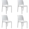 Set 4 Sedie da Pranzo in Resina Impilabili Bianco Tappi Antiscivolo