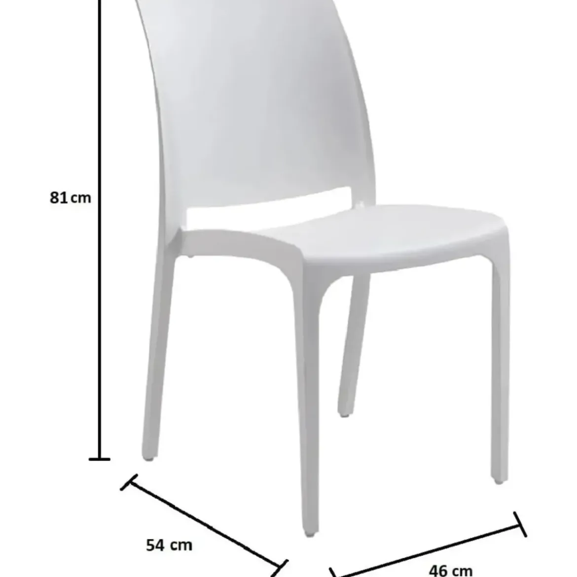 Set 4 Sedie da Pranzo in Resina Impilabili Bianco Tappi Antiscivolo