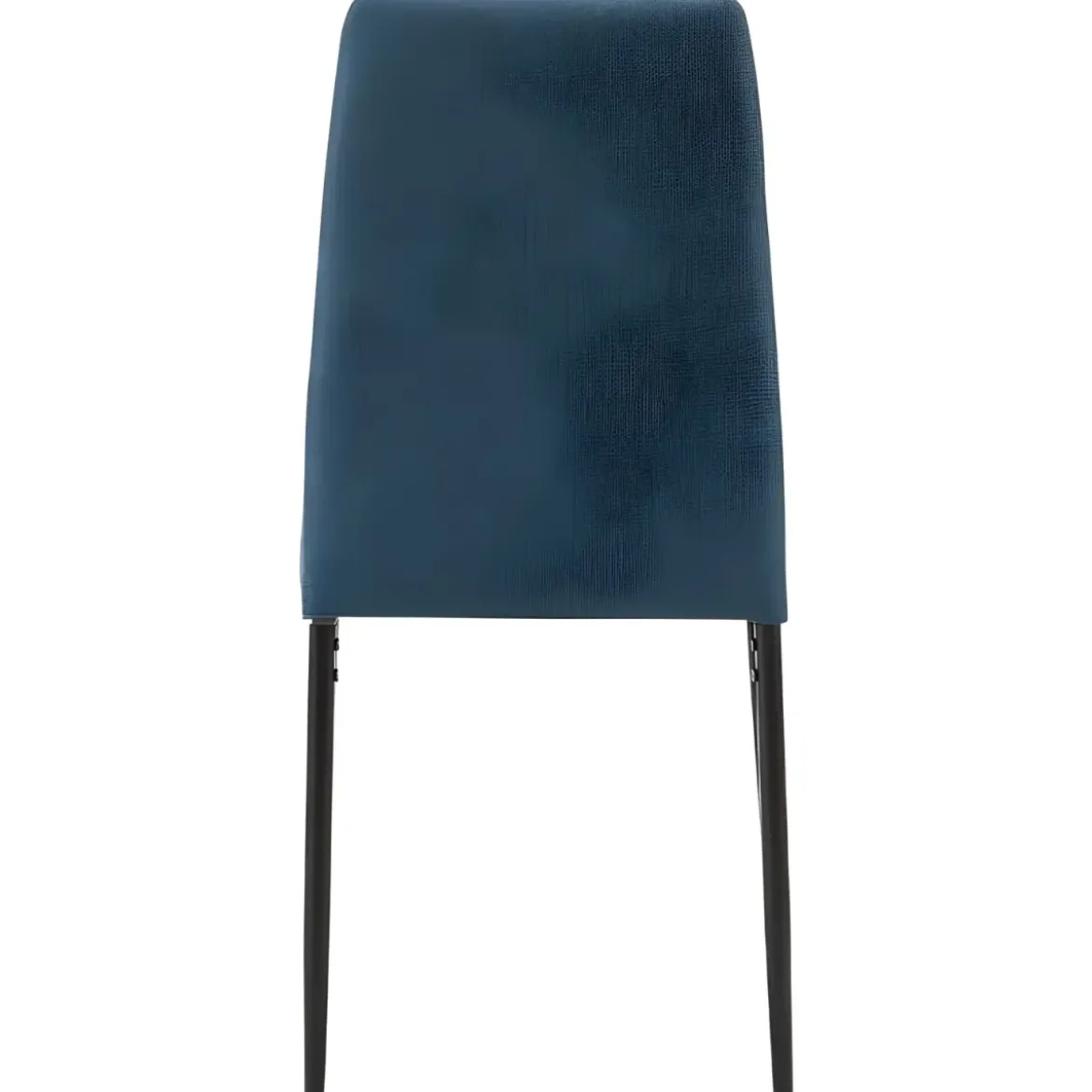 Set 4 Sedie da Pranzo in Tessuto Blu Gambe in Metallo