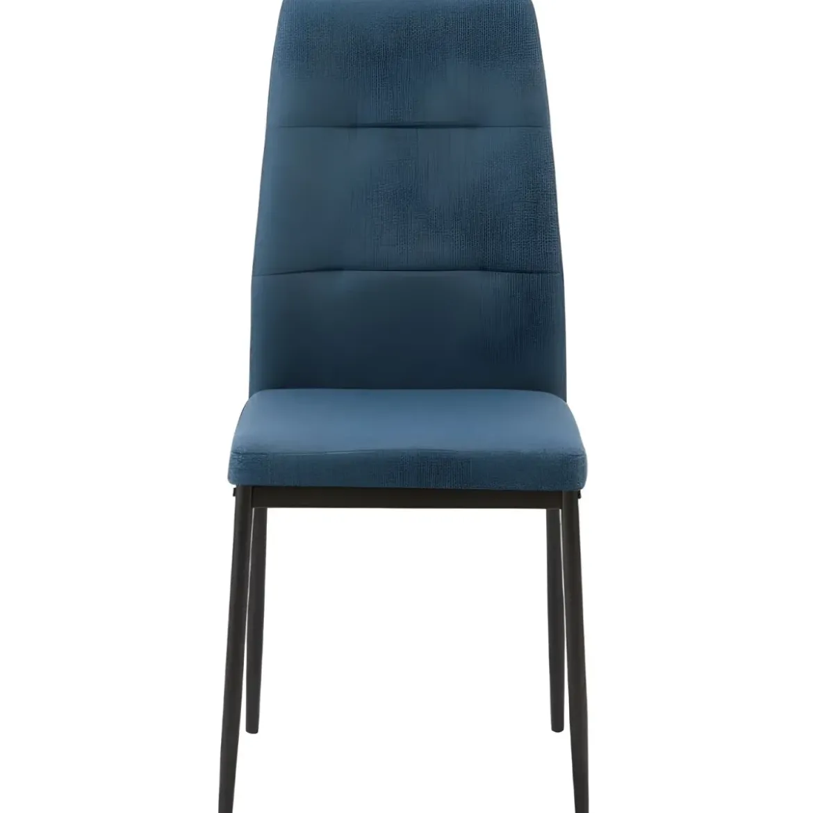 Set 4 Sedie da Pranzo in Tessuto Blu Gambe in Metallo