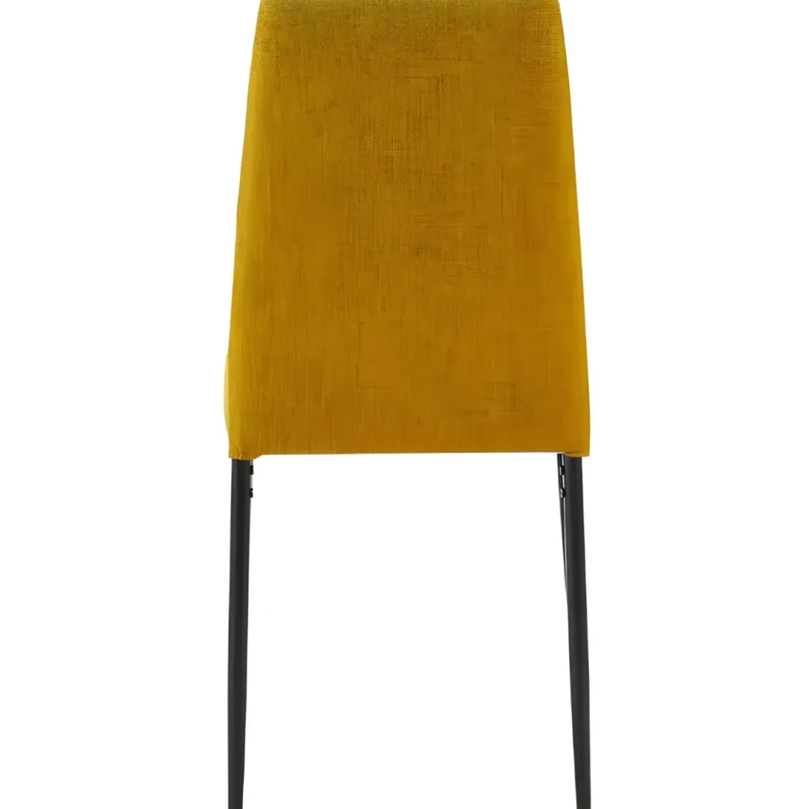 Set 4 Sedie da Pranzo in Tessuto Senape Gambe in Metallo