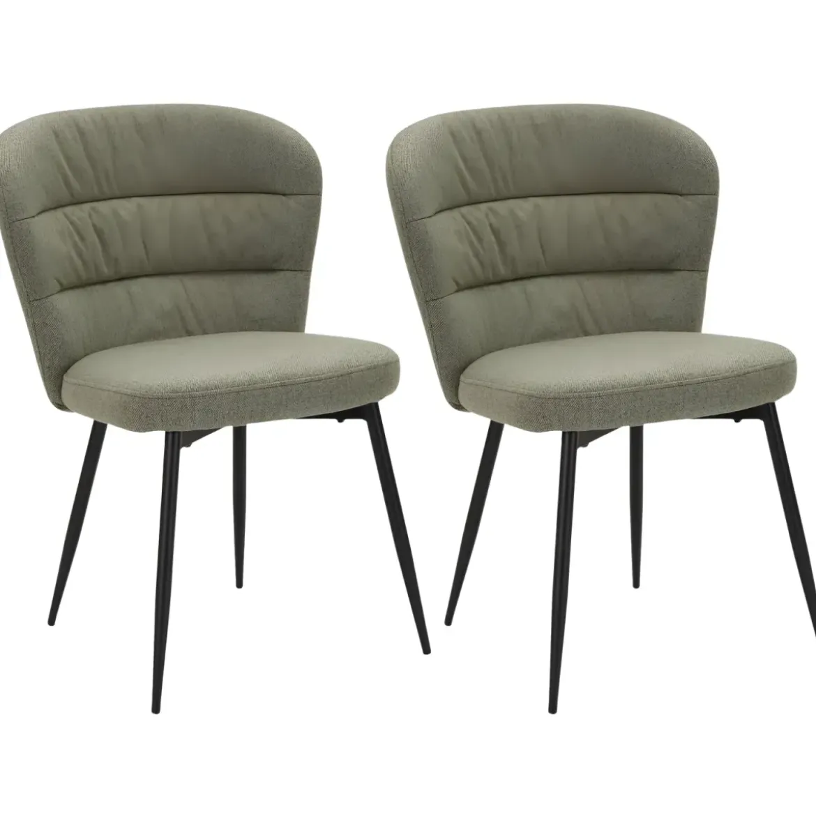 Set 2 Sedie da Pranzo in Tessuto Verde Metallo Nero Seduta Imbottita