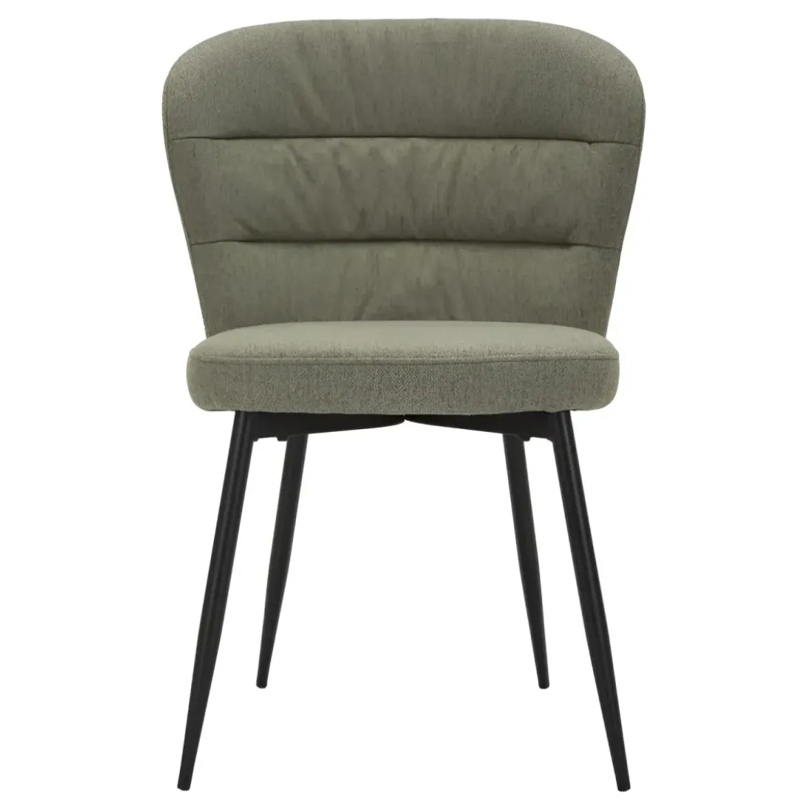 Set 2 Sedie da Pranzo in Tessuto Verde Metallo Nero Seduta Imbottita