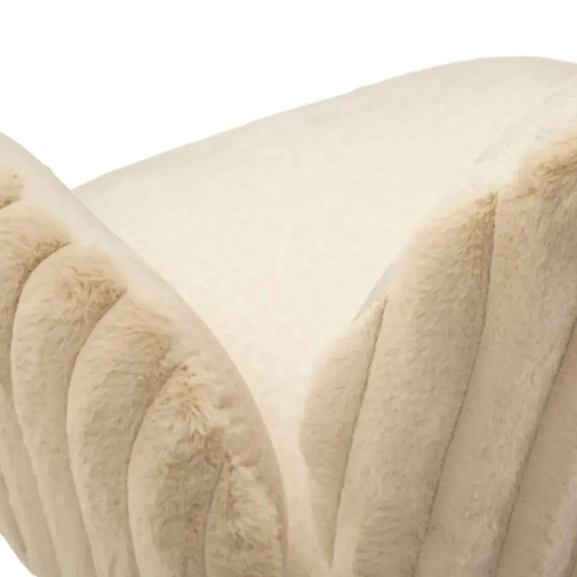 Set 2 Sedie da Pranzo Seduta Imbottita in Tessuto Crema con Braccioli