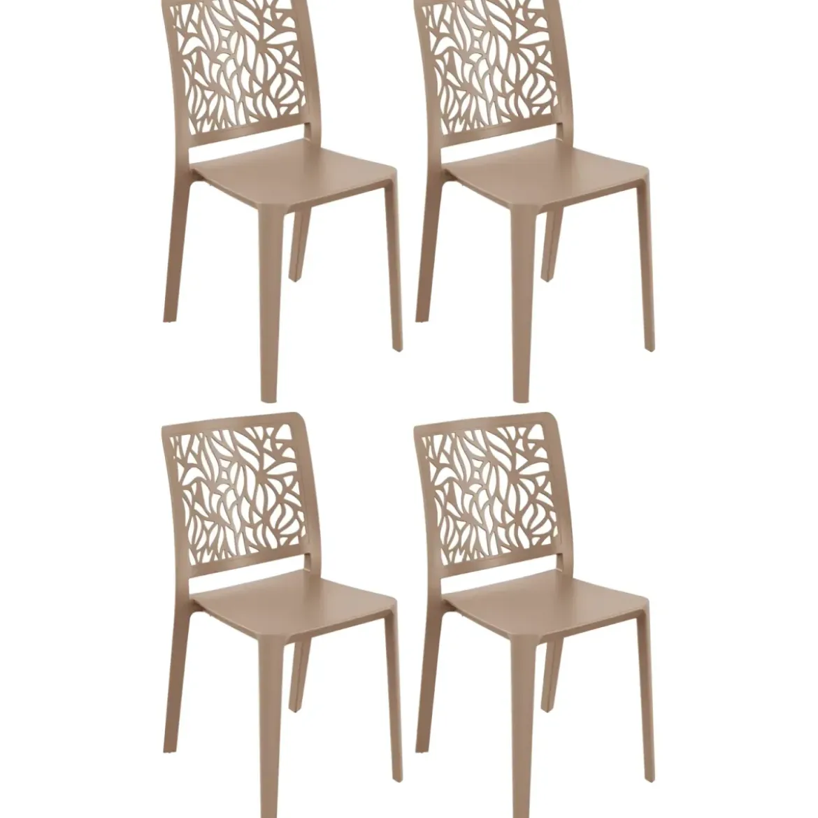 Set 4 Sedie da Pranzo Tortora Chiaro Polipropilene da Interno Esterno