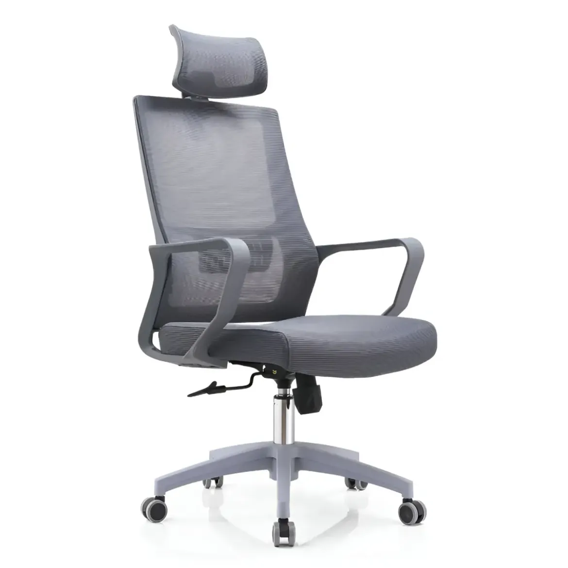 Set 2 Sedie da Ufficio Grigio Schienale Traspirante Poggiatesta Regolabile
