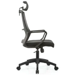 Set 2 Sedie da Ufficio Nero Schienale Traspirante Poggiatesta Regolabile