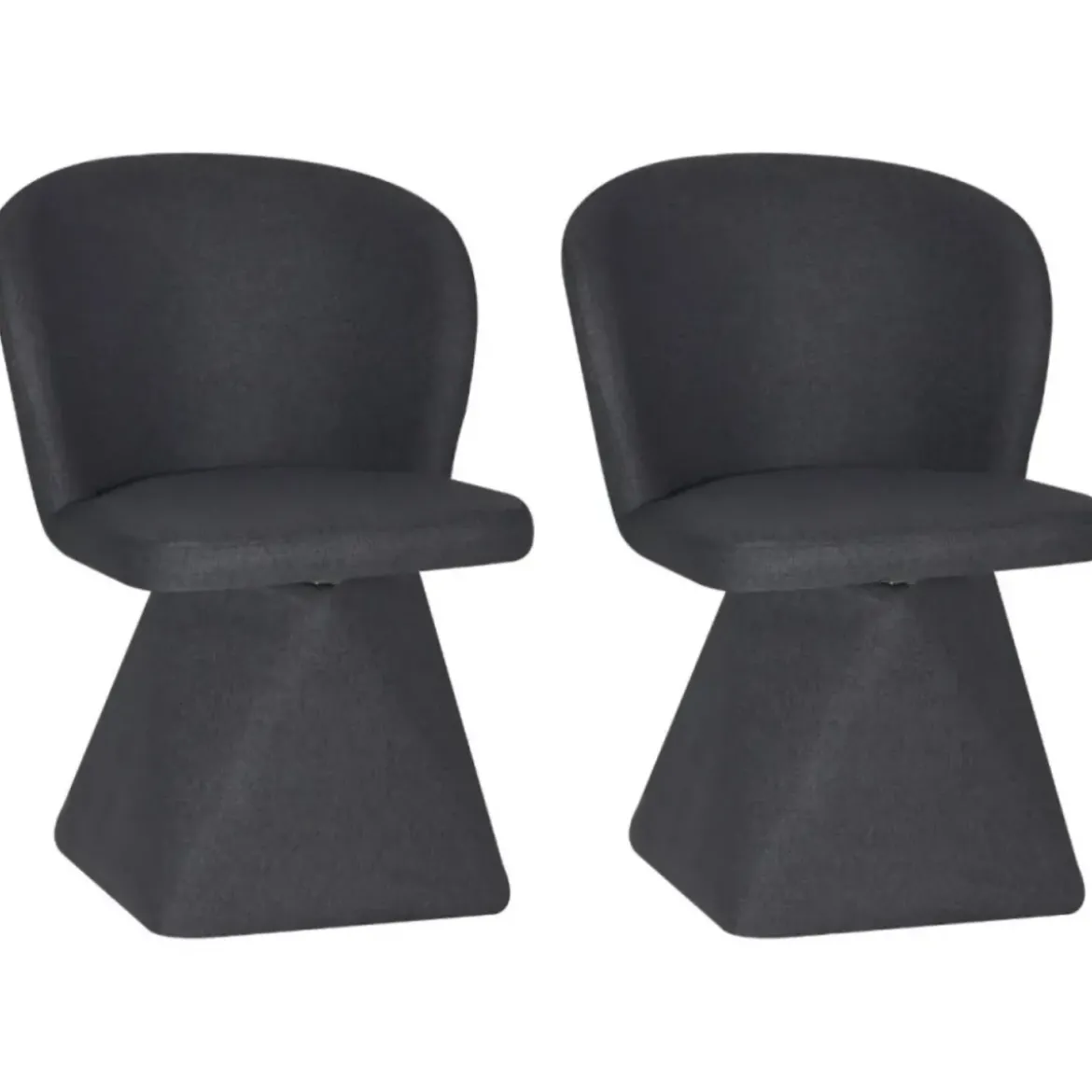 Set 2 Sedie Girevoli in Tessuto Grigio Scuro con Base Piramidale