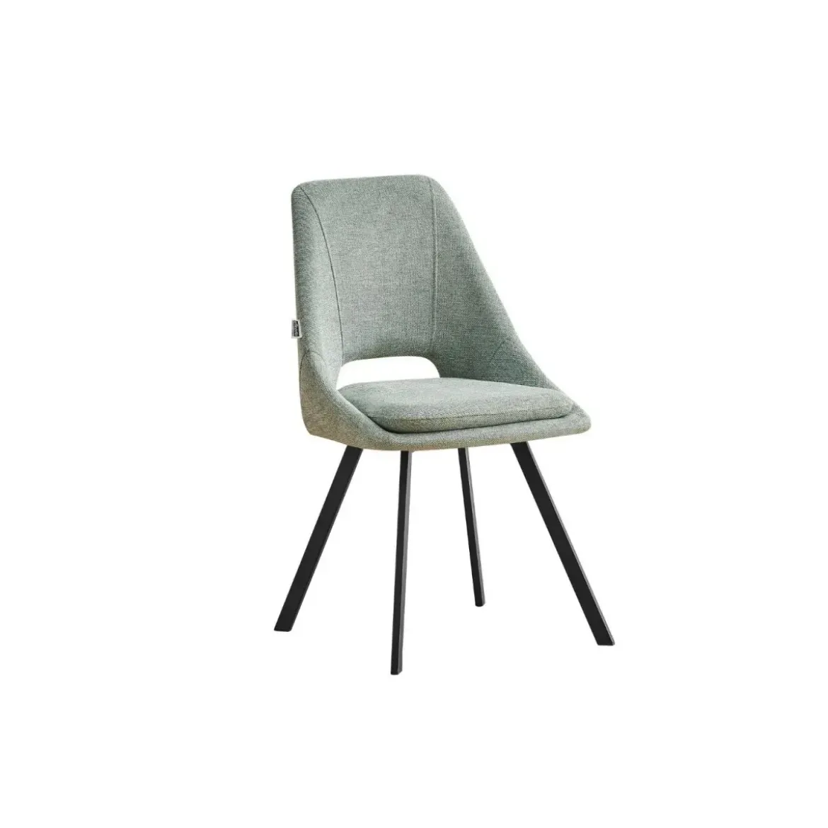 Set 2 Sedie Imbottite da Interno in Tessuto Verde Gambe in Metallo Nero
