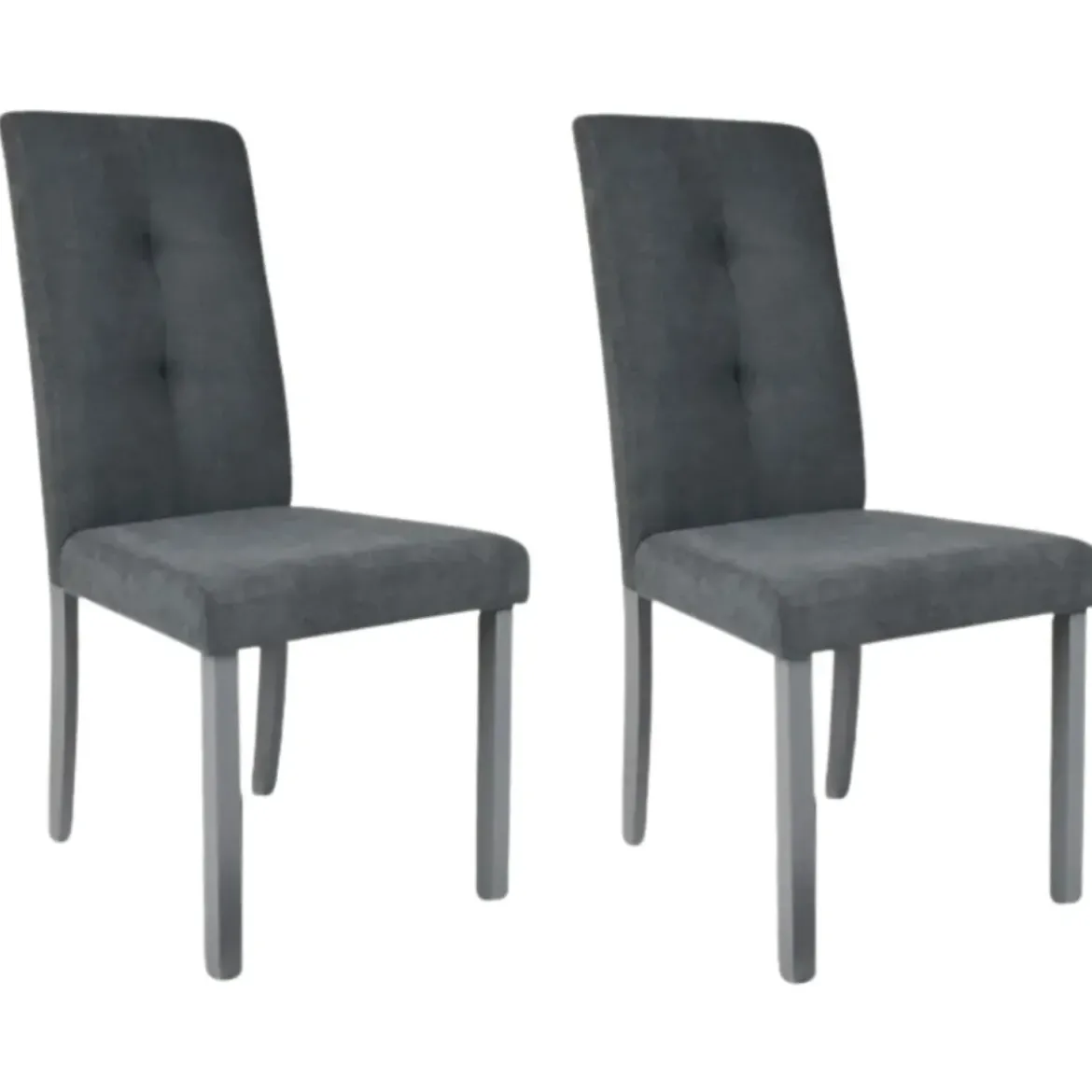 Set 2 Sedie Imbottite in Legno Grigio con Seduta in Tessuto Grigio